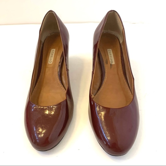 Corello Burgundy Patent Leather Round Toe Pump - Picture 3 of 13